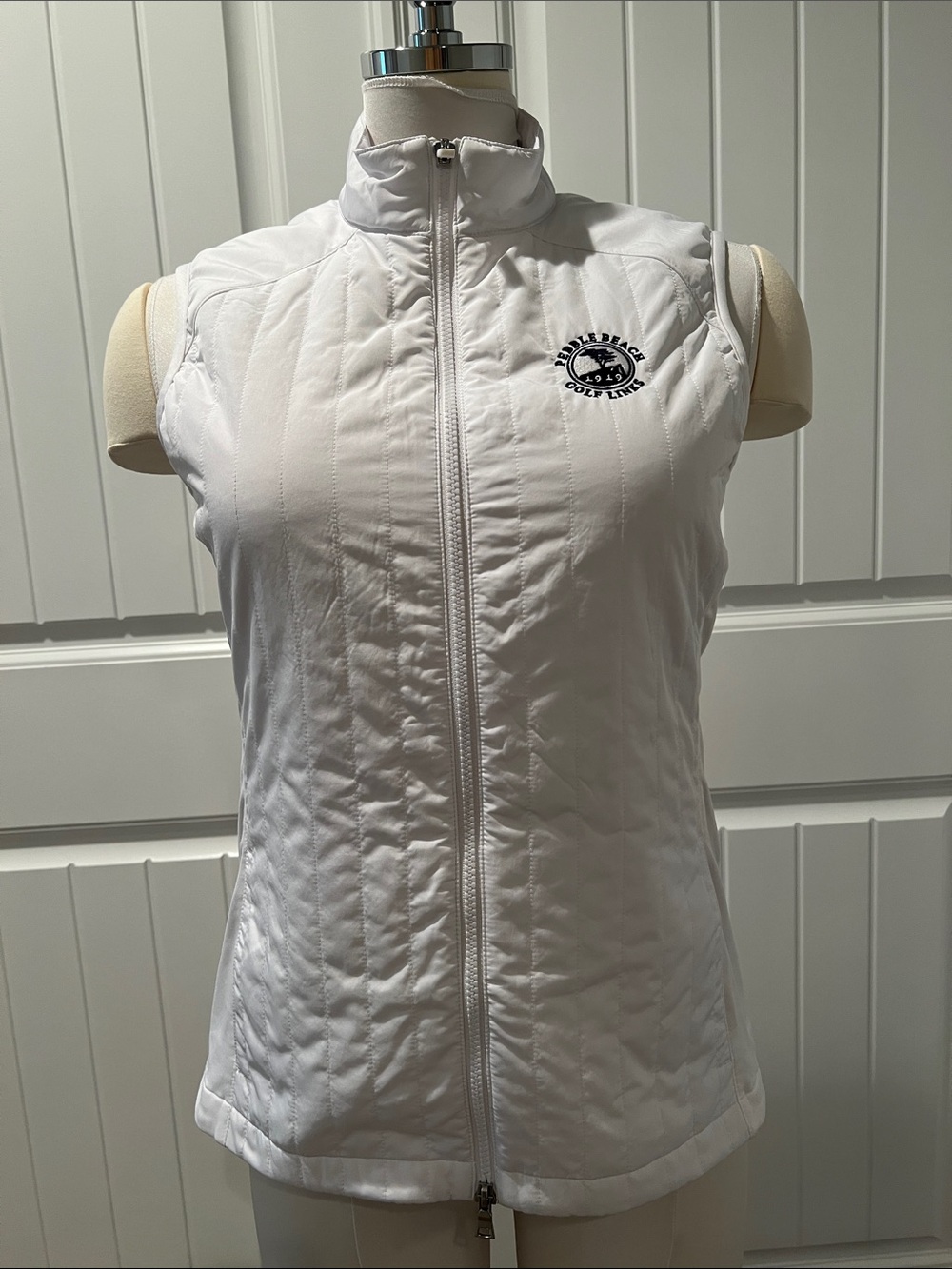 EP Pro White Quilted Sleeveless Zip Vest